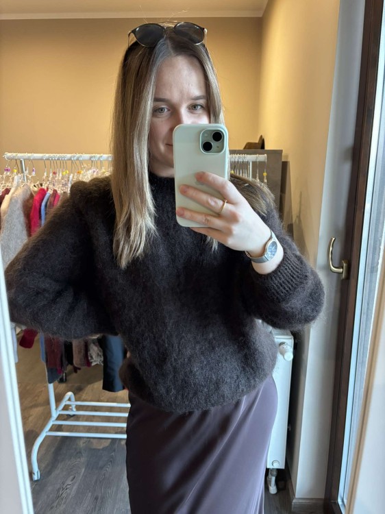 sweter, kid moher, sweter kid moher, kid mohair, mohair, sweter moherowy, czekolada, czekoladowy sweter, sweter czekoladowy