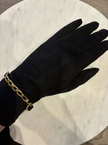 rękawiczki zamszowe, rękawiczki damskie, rękawiczki zamszowe damskie, rękawiczki z łańcuszkiem, rękawiczki damskie czarne, rękawiczki z ozdobym łańcuszkiem, rękawiczki ze złotym łańcuszkiem