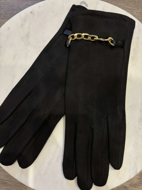 rękawiczki zamszowe, rękawiczki damskie, rękawiczki zamszowe damskie, rękawiczki z łańcuszkiem, rękawiczki damskie czarne, rękawiczki z ozdobym łańcuszkiem, rękawiczki ze złotym łańcuszkiem