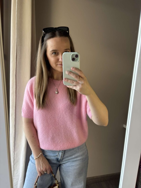 sweter baby alpaka, sweter baby alpaca, sweter baby alpaka różowy, sweter baby alpaka z krótkim rękawem, sweter z krótkim rękawem, różowy sweter, sweter różowy, sweter baby alpaca różowy, sweter baby alpaka róż, sweter baby alpaca róż
