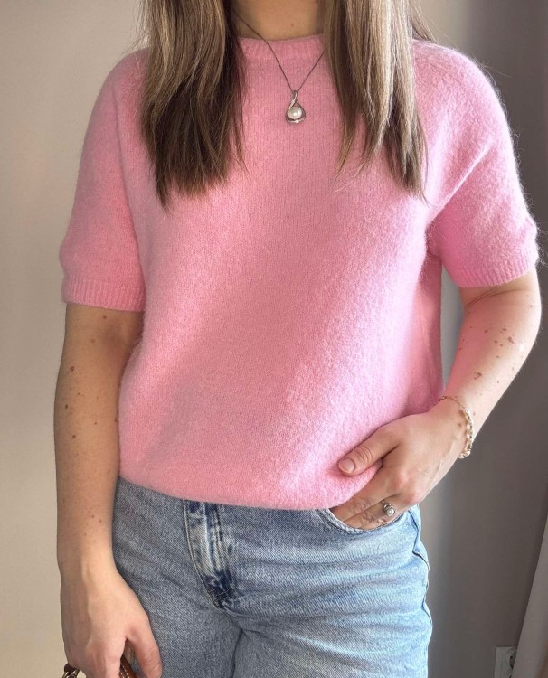 sweter baby alpaka, sweter baby alpaca, sweter baby alpaka różowy, sweter baby alpaka z krótkim rękawem, sweter z krótkim rękawem, różowy sweter, sweter różowy, sweter baby alpaca różowy, sweter baby alpaka róż, sweter baby alpaca róż