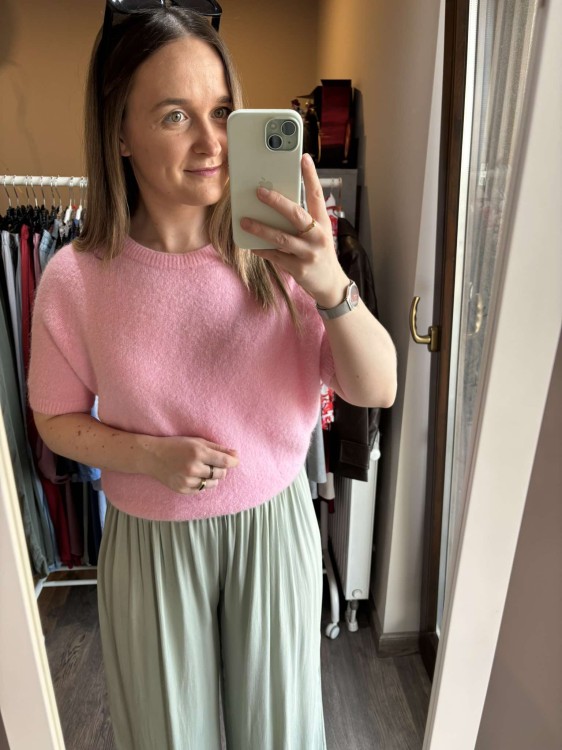 sweter baby alpaka, sweter baby alpaca, sweter baby alpaka różowy, sweter baby alpaka z krótkim rękawem, sweter z krótkim rękawem, różowy sweter, sweter różowy, sweter baby alpaca różowy, sweter baby alpaka róż, sweter baby alpaca róż