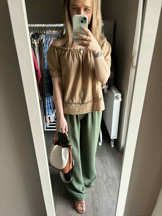 spodnie damskie wiskozowe, spodnie na lato, spodnie wiskozowe, luźne spodnie damskie, spodnie damskie khaki