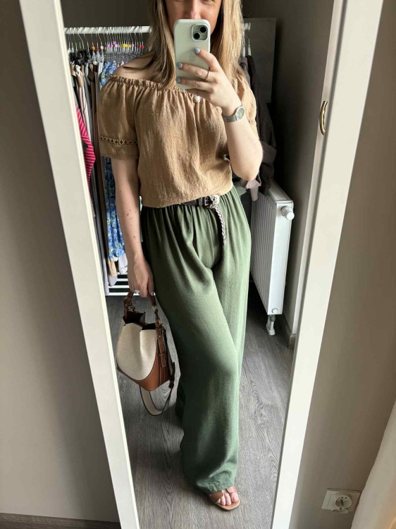 spodnie damskie wiskozowe, spodnie na lato, spodnie wiskozowe, luźne spodnie damskie, spodnie damskie khaki
