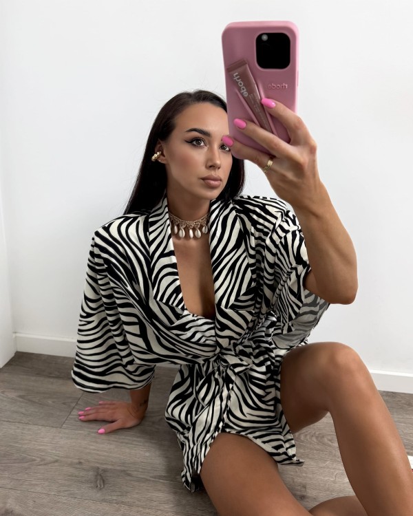 komplet kimono i spodenki zebra, la mila, kimono i spodenki zebra la milla, kimono zebra la milla, kimono na lato, kimono motyw zwierzęcy