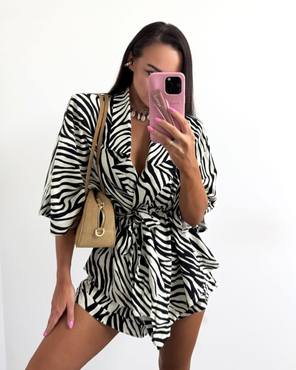 komplet kimono i spodenki zebra, la mila, kimono i spodenki zebra la milla, kimono zebra la milla, kimono na lato, kimono motyw zwierzęcy