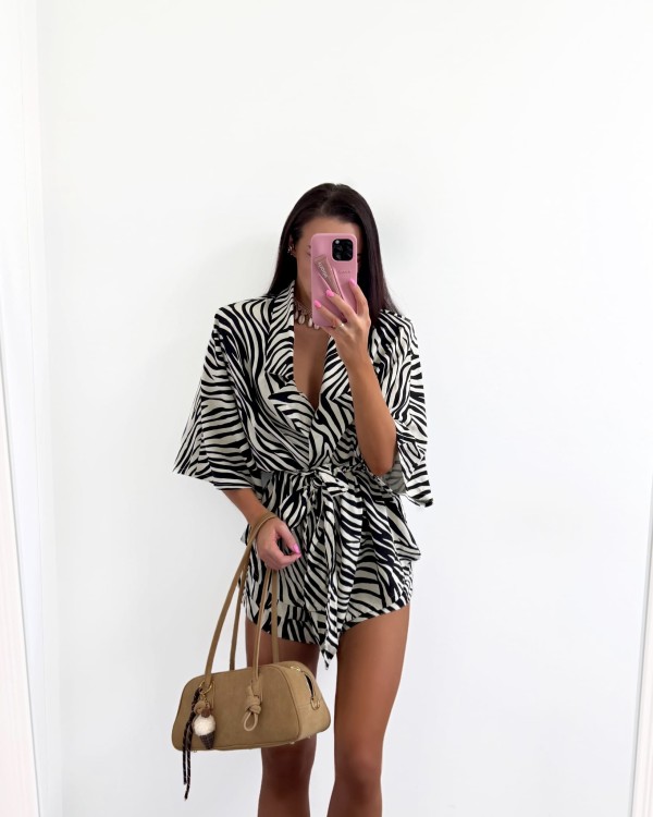 komplet kimono i spodenki zebra, la mila, kimono i spodenki zebra la milla, kimono zebra la milla, kimono na lato, kimono motyw zwierzęcy