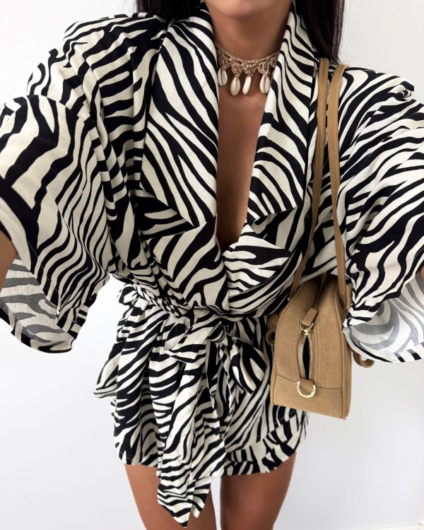 komplet kimono i spodenki zebra, la mila, kimono i spodenki zebra la milla, kimono zebra la milla, kimono na lato, kimono motyw zwierzęcy