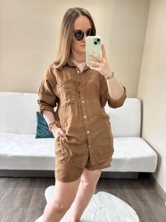 komplet-lniany-czekoladowy-komplet-len-na-lato-3.jpgkomplet len czekoladowy, len, lniany, komplet lniany czekoladowy, komplet na lato, koszula lniana, spodenki lniane, komplet damski lniany, komplet na lato czekoladowy