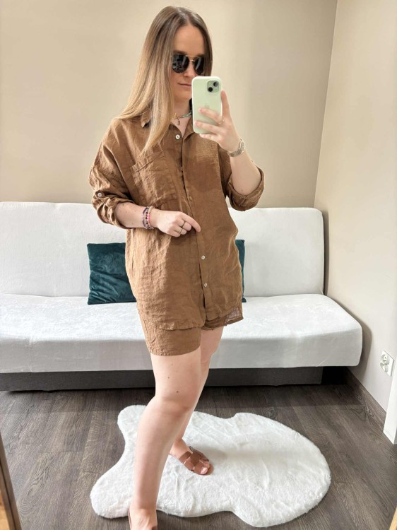 komplet-lniany-czekoladowy-komplet-len-na-lato-5.jpgkomplet len czekoladowy, len, lniany, komplet lniany czekoladowy, komplet na lato, koszula lniana, spodenki lniane, komplet damski lniany, komplet na lato czekoladowy