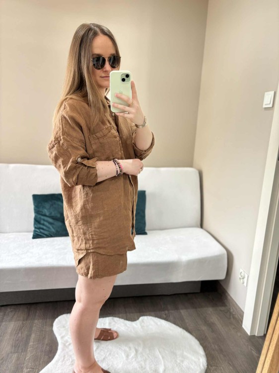 komplet-lniany-czekoladowy-komplet-len-na-lato-6.jpgkomplet len czekoladowy, len, lniany, komplet lniany czekoladowy, komplet na lato, koszula lniana, spodenki lniane, komplet damski lniany, komplet na lato czekoladowy