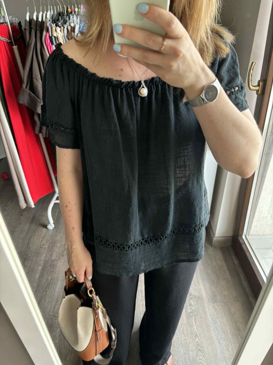 bluzka hiszpanka czarna, bluzka hiszpanka bawełniana, bluzka boho na lato, bluzka damska hiszpanka, letnia bluzka z odkrytymi ramionami, bawełniana bluzka damska