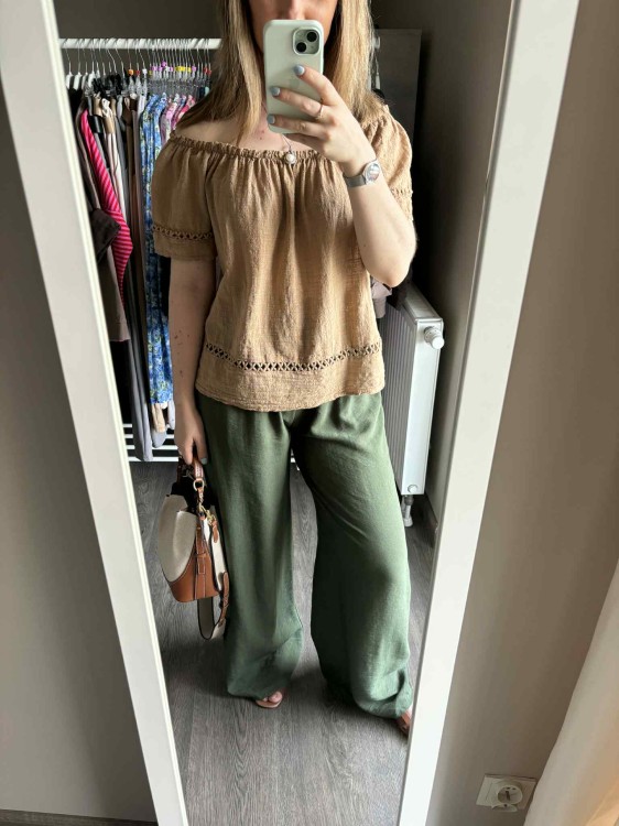 bluzka hiszpanka karmelowa, bluzka hiszpanka bawełniana, bluzka boho na lato, bluzka damska hiszpanka, letnia bluzka z odkrytymi ramionami, bawełniana bluzka damska