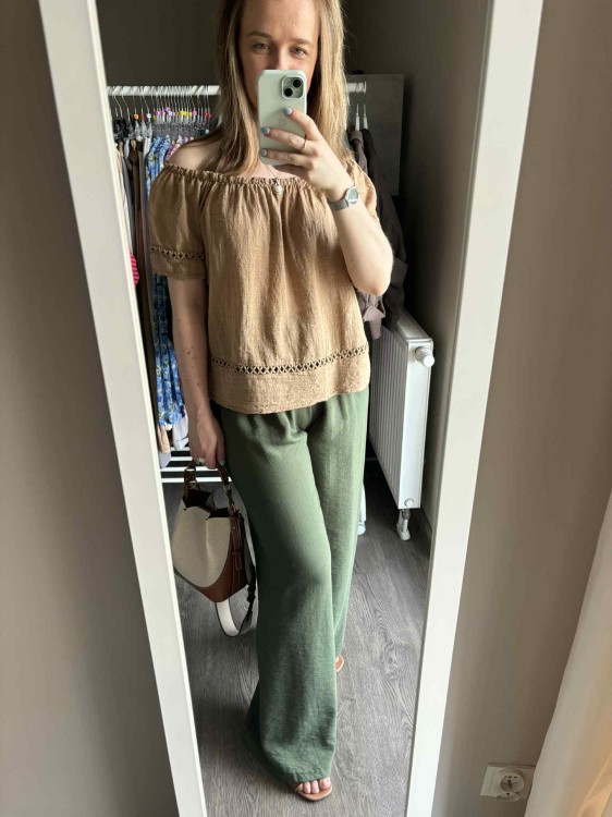 bluzka hiszpanka karmelowa, bluzka hiszpanka bawełniana, bluzka boho na lato, bluzka damska hiszpanka, letnia bluzka z odkrytymi ramionami, bawełniana bluzka damska