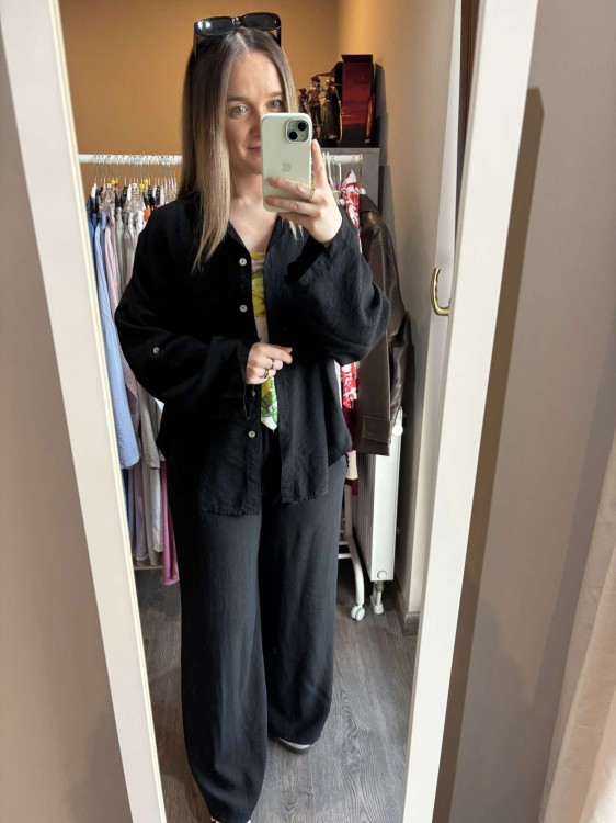 komplet damski wiskozowy, komplet damski wiskoza, komplet na lato, wiskozowy komplet, lekki komplet czarny