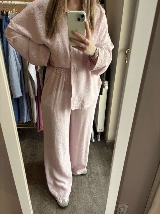 komplet damski wiskozowy, komplet damski wiskoza, komplet na lato, wiskozowy komplet, lekki komplet różowy