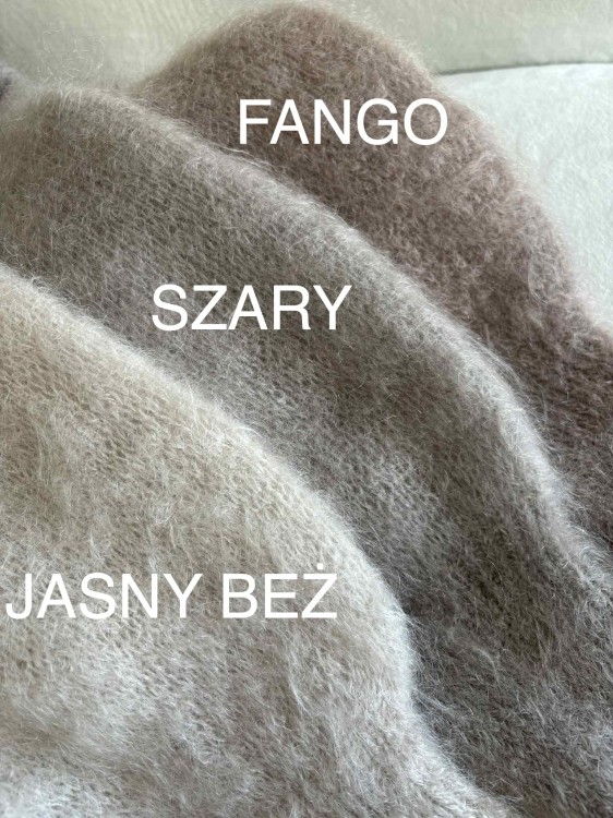 Długi kardigan kid moher, długi kardigan moherowy, kardigan moherowy beżowy, długi kardigan na jesień, kardigan wełniany