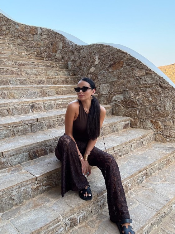 spodnie dzwony la milla, dzwony koronkowe la milla czekoladowe, dzwony koronkowe la milla brązowe