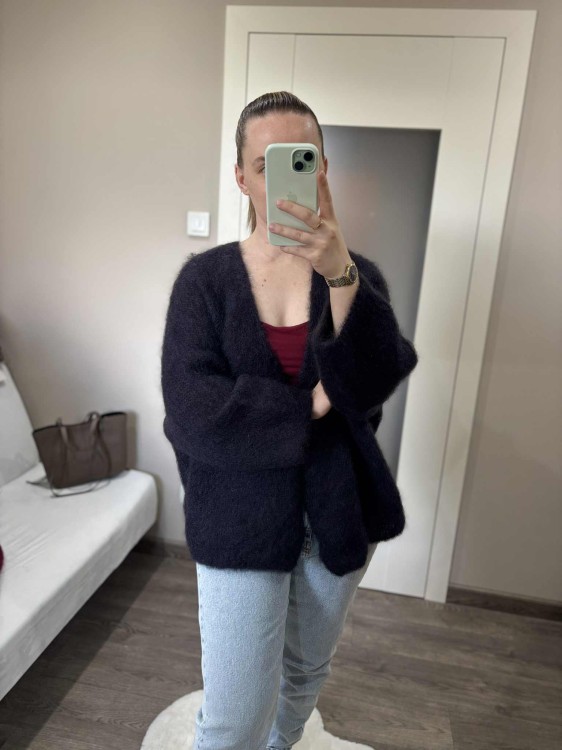 kardigan moherowy damski, kardigan kid moher, kardigan moherowy czarny, luźny kardigan na jesień do jeansów, kardigan oversize z moheru, puszysty kardigan moherowy, kardigan premium z moheru