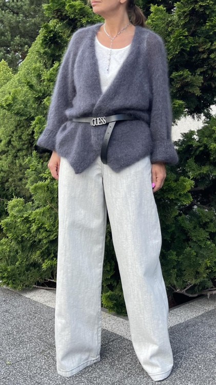 kardigan moherowy damski, kardigan kid moher, kardigan moherowy grafitowy, luźny kardigan na jesień do jeansów, kardigan oversize z moheru, puszysty kardigan moherowy, kardigan premium z moheru
