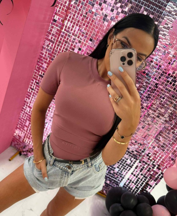 komplet la milla majtki i top, komplet sportowy la milla, bielizna la milla, różowa, komplet różowy na jesień