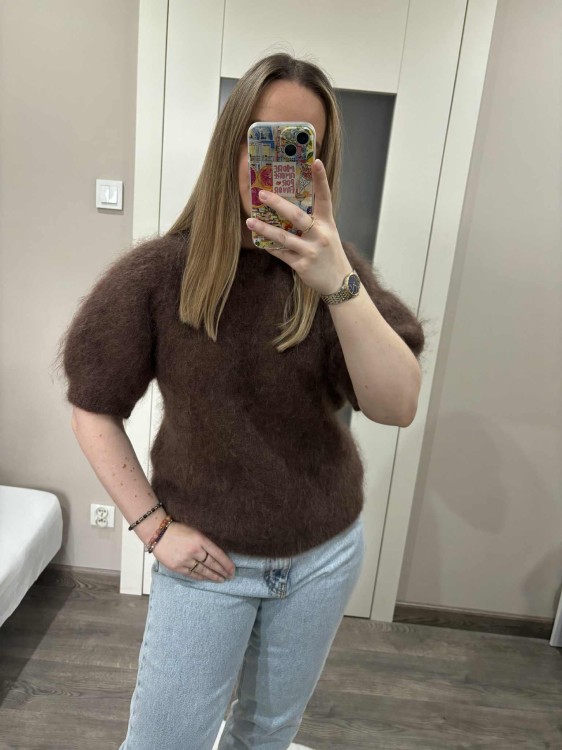 sweter kid moher czekoladowy, sweter kid mohair, sweter moherowy, czerwony, czekoladowy sweter moherowy, sweter moherowy czekoladowy, sweter wełniany czekoladowy, sweter moherowy czekoladowy na jesień, sweter z kid moheru czekolada