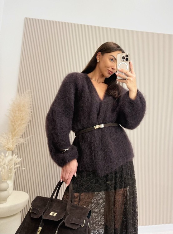 kardigan moherowy, kardigan kid moher, kardigan, sweter kid moher, sweter moherowy, kardigan czekoladowy, kardigan na jesień, kardigan moherowy czekoladowy, kardigan