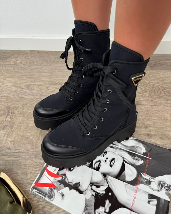 buty trapery damskie la milla, ciężkie buty la milla, buty la milla, buty wiązane la milla, buty skórzane la milla, czarne workery la milla, czarne trapery, buty na grubej podeszwie, botki la milla, buty damskie na jesień, skórzane buty damskie