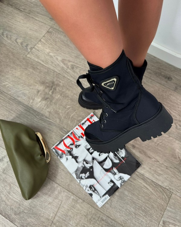 buty trapery damskie la milla, ciężkie buty la milla, buty la milla, buty wiązane la milla, buty skórzane la milla, czarne workery la milla, czarne trapery, buty na grubej podeszwie, botki la milla, buty damskie na jesień, skórzane buty damskie