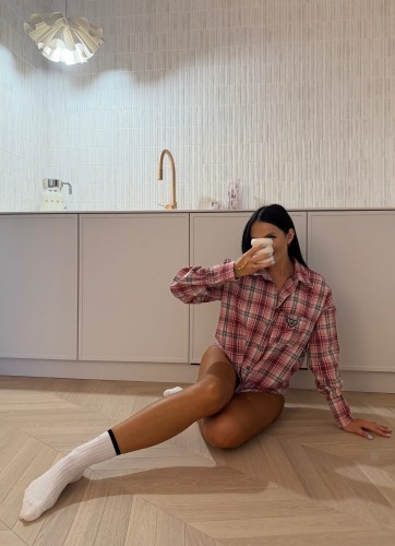 la milla koszula różowa, la milla koszula w kratę flanelowa, różowa koszula la milla na wiosnę, koszula la milla do jeansów, koszula w różową kratę la milla, ciepła koszula na wiosnę, dłuższa koszula flanelowa, koszula w kratę różowa la milla