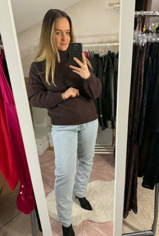 golf baby alpaka czekoladowy, golf alpaka czekoladowy na jesień, golf baby alpaca czekoladowy na zimę, sweter baby alpaka czekoladowy, sweter wełniany, ciepły sweter wełniany na zimę, sweter wełniany czekoladowy